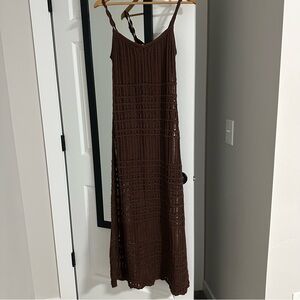 Abercrombie & Fitch Brown Crochet Maxi Dress